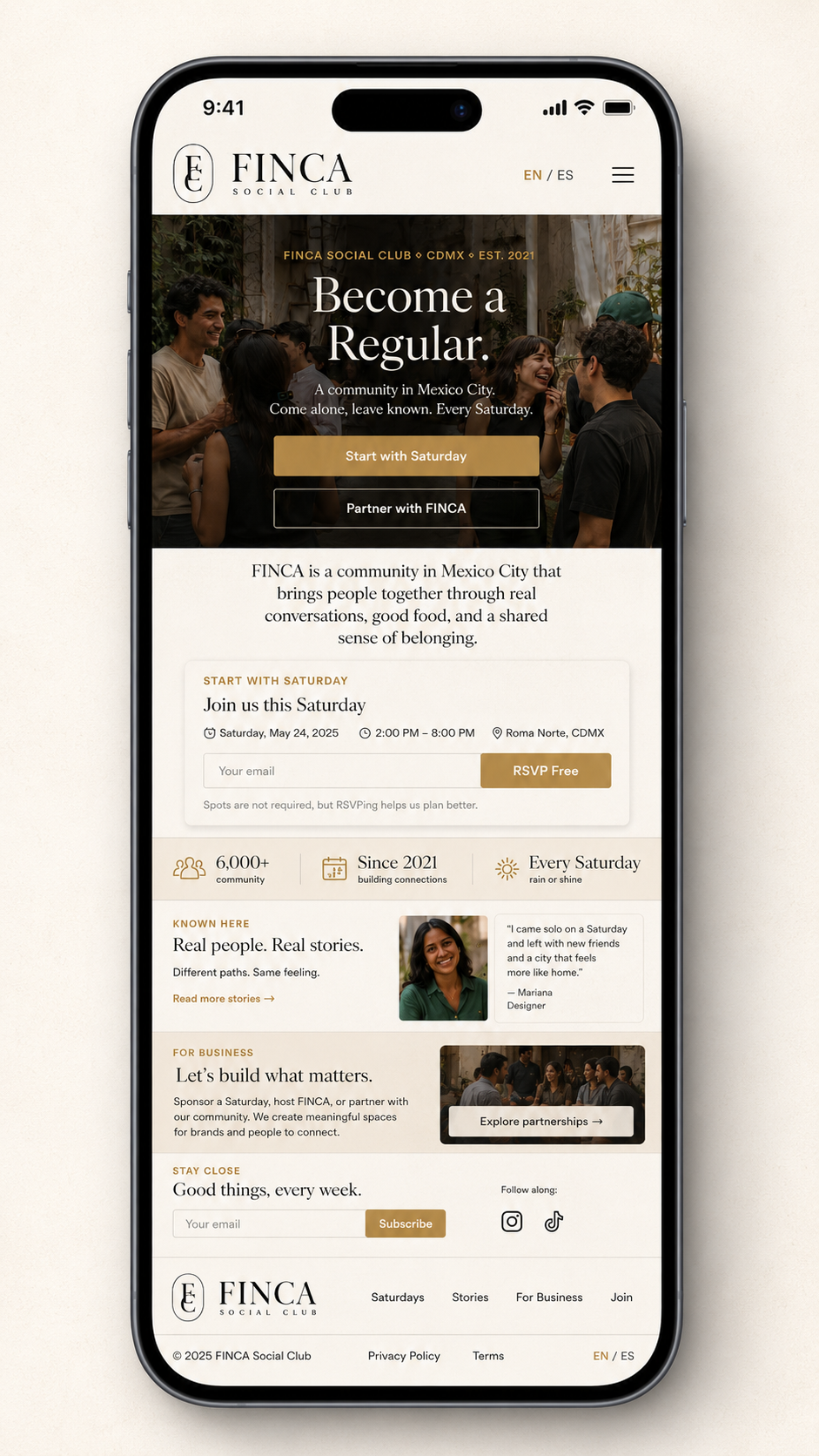 FINCA member app, design board